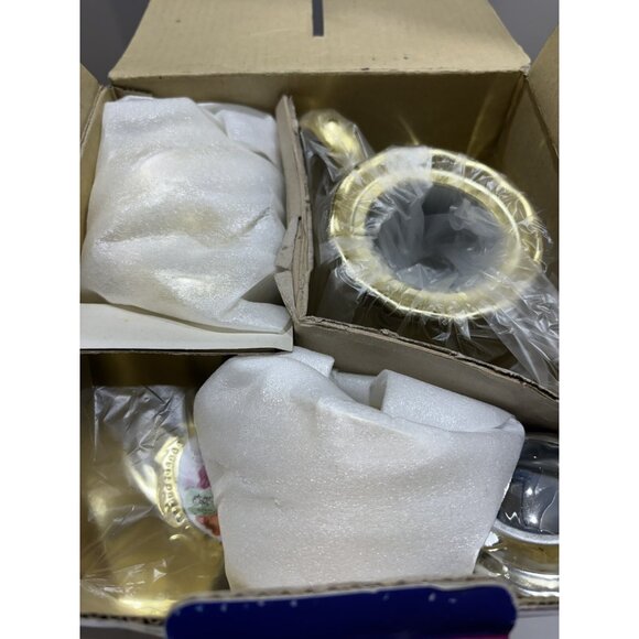 Vintage Gold Porcelain Demitasse Tea Set Service For 6, NEW in box! Rare - Picture 4 of 4